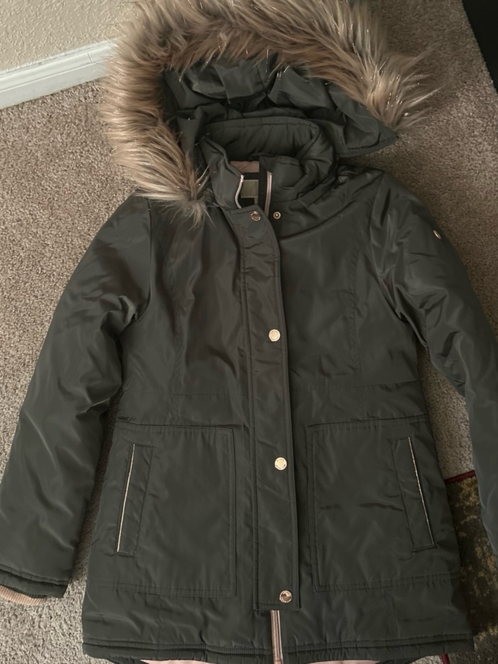Michael Kors Olive Green Jacket with Blush Lining